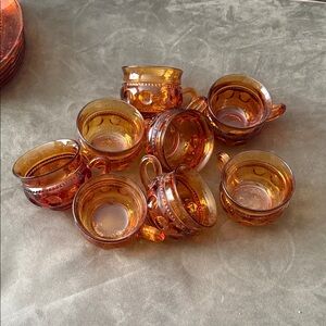 Vintage Amber Glass Teacups Set